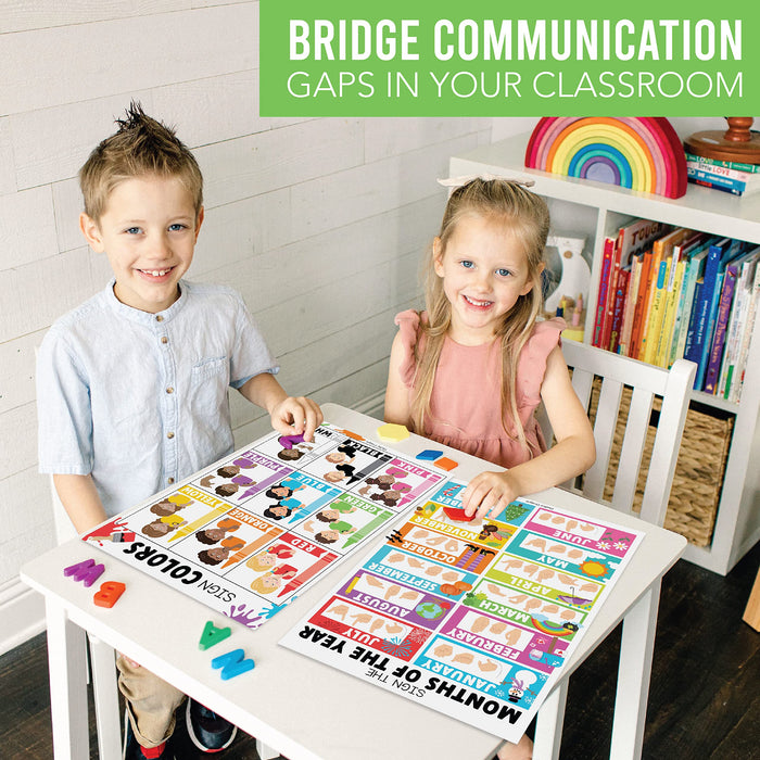 ASL Sign Language Kit: Colorful 8 Poster Set