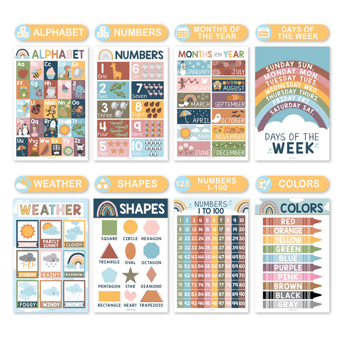 PreK Early Learning Kit: Boho 16 Poster Pack