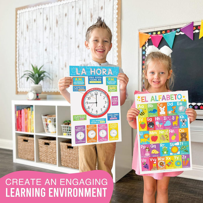 Spanish Pre-K Kit, Colorful 12 Poster Pack