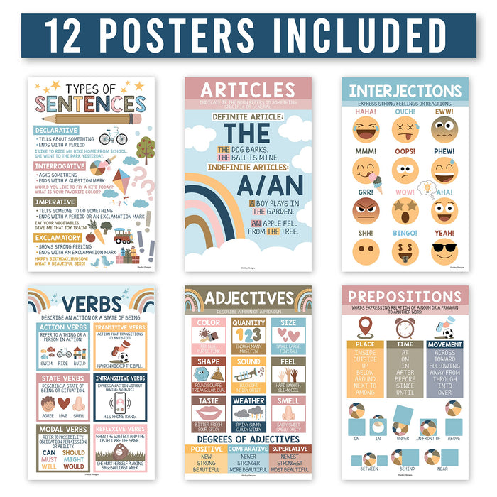 Parts of Speech Kit: Boho 12 Poster Pack