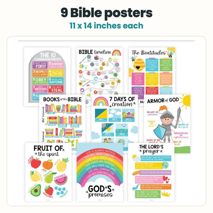 Bible Learning Kit, Colorful 9 Poster Pack