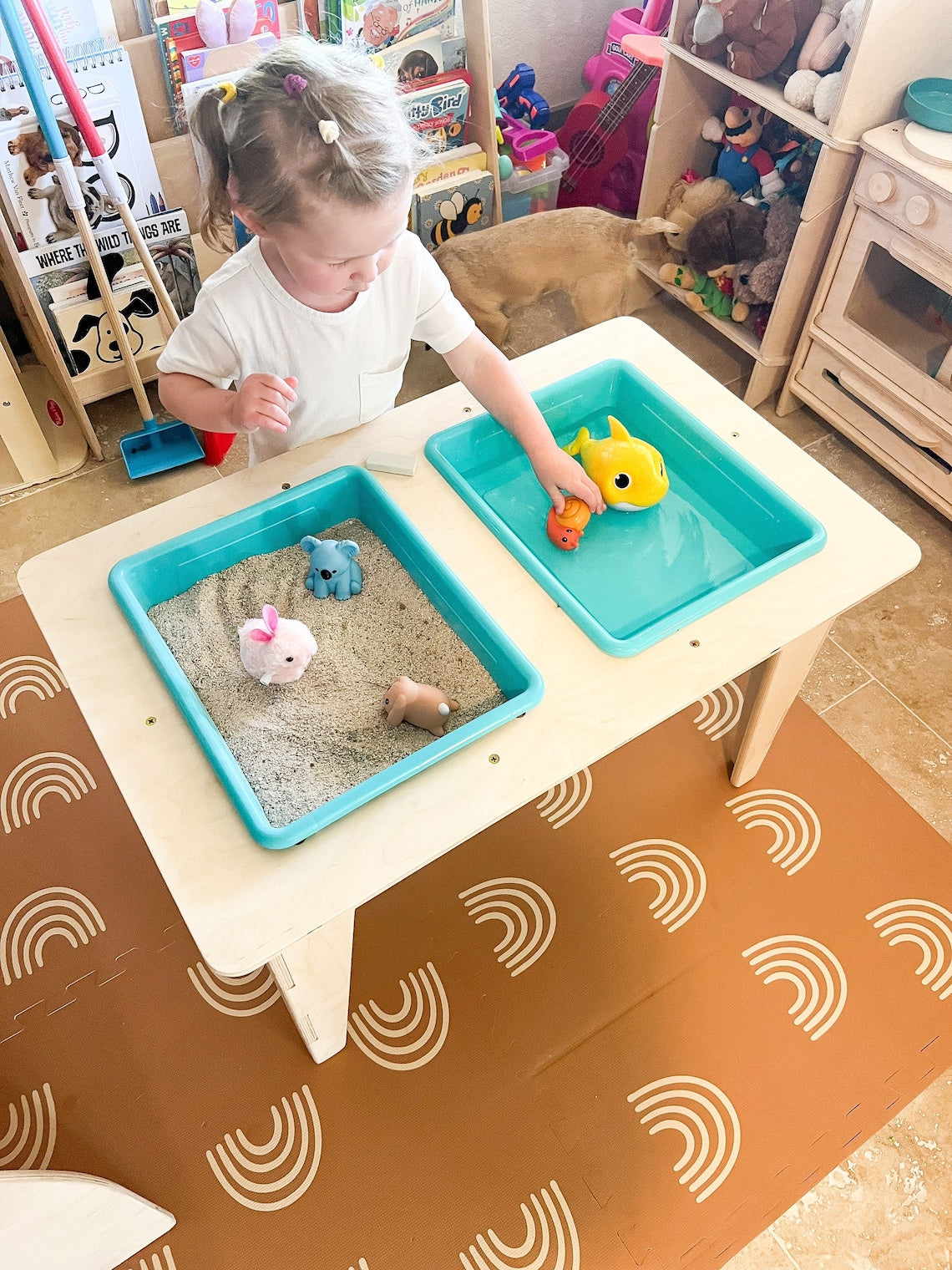 Montessori Desk Chair Set for Toddlers & Babies Weaning Table Handmade  Furniture Sensory Flisat Table 