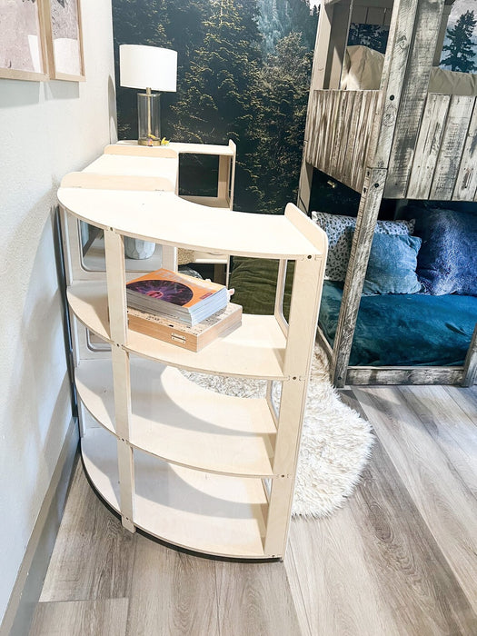 JERRY - Montessori Toy Shelf - Toddler Corner Toy Shelf - Montessori Wooden Furniture