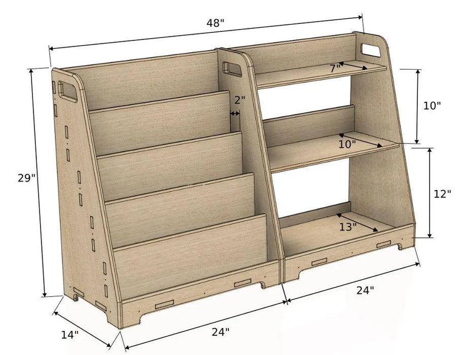 LORI- Bookshelf + Toy Shelf Set