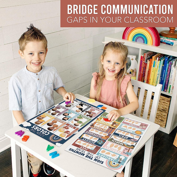 ASL Sign Language Kit: Boho 8 Poster Set