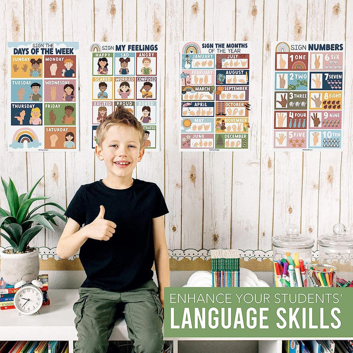 ASL Sign Language Kit: Boho 8 Poster Set
