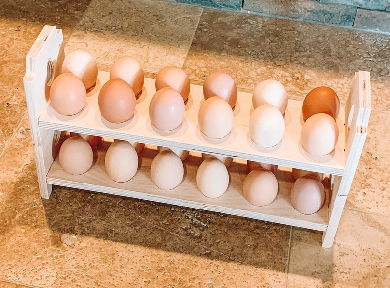 Wooden Egg Holder Countertop Stackable Egg Rack for Fresh Eggs