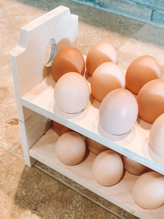 Wooden Egg Holder Countertop, 4 Egg Storage Trays Stackable for 40 Fresh  Eggs, E