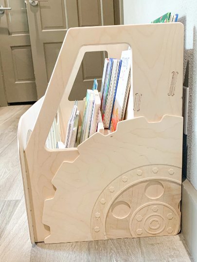 AARON -Truck Bookshelf - Montessori Bookshelf - Toddler Bookcase - Montessori Furniture - Wrangler Accessories - Wooden Bookshelf
