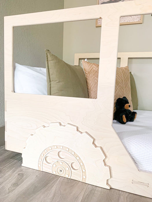 TWIN size TRISTAN - Kids Wooden Truck Bed - Wooden Furniture - Montessori Floor Bed - Montessori Bed Twin