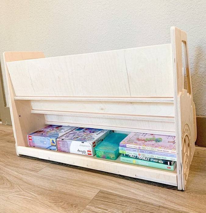 Bronco Bookshelf - Large Montessori Bookshelf - Toddler Bookcase - Montessori Wooden Furniture - Nursery Gift - Wooden Bookshelf - Personalized Text