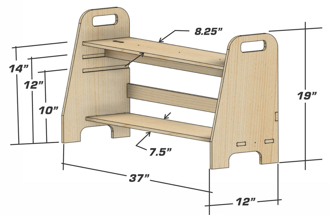 MAX - Adjustable Toddler Bench - Montessori Wooden Furniture - Playroom Bench - Toddler Furniture - Kids Shoe Bench