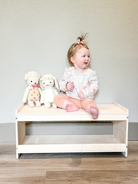 Benny - 27" Toddler Bench - Montessori Wooden Furniture - Playroom Bench - Toddler Furniture - Kids Shoe Bench