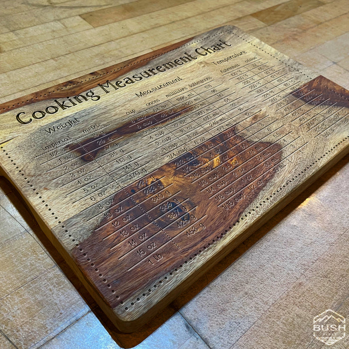 Premium Cutting Board - 10x15x1" Thick Butcher Block - Striped Cutting Board - Valentines Day Gift for Him Unique - Engraved Measurement Chart