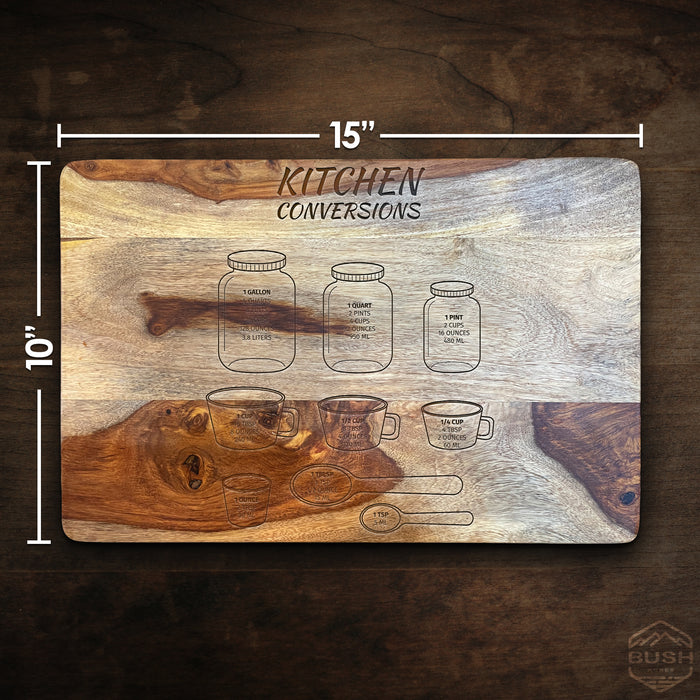 Premium Cutting Board - 10x15x1" Thick Butcher Block - Striped Cutting Board - Valentines Day Gift for Him Unique - Engraved Kitchen Conversions