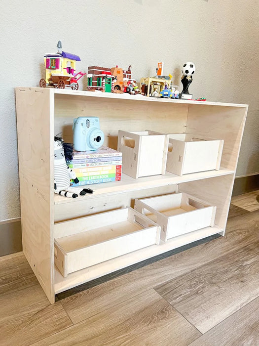 Set of 4 Montessori Storage Bins - Wooden Storage Boxes - Modular Wooden Furniture - Handmade Toy Storage