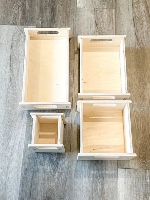 Set of 4 Montessori Storage Bins - Wooden Storage Boxes - Modular Wooden Furniture - Handmade Toy Storage