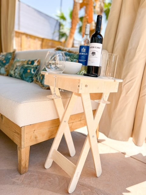 FRANCES - Picnic Side Table - Foldable Picnic Table - Collapsible Wine Table - Outdoor Wine Holder