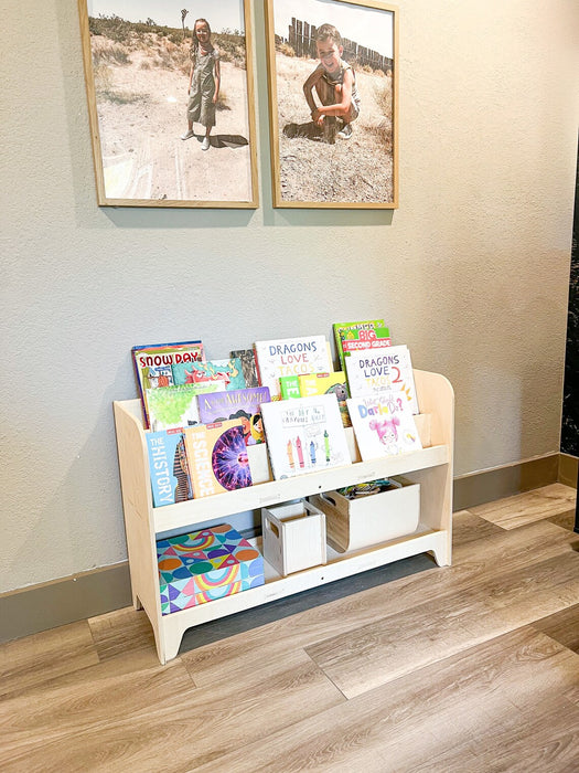 FRANK - Large 3 Shelf Montessori Bookshelf Toyshelf Combo - Montessori Shelf - Toddler Furniture - Toy Shelf with Hidden Back Storage