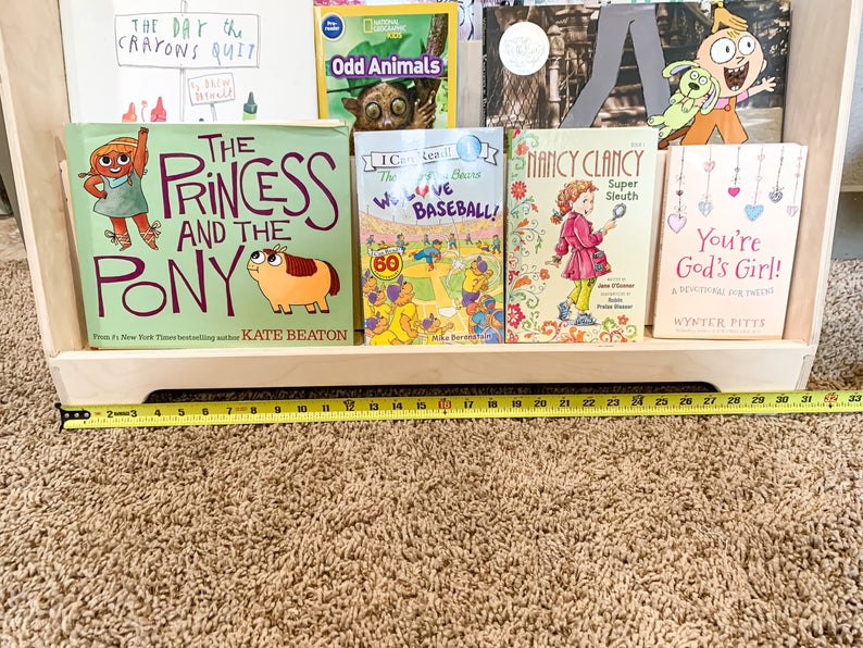 TOMI - Large Montessori Bookshelf - Toddler Bookcase - Kids Library - Montessori Wooden Furniture - Nursery Gift -  Wooden Bookshelf