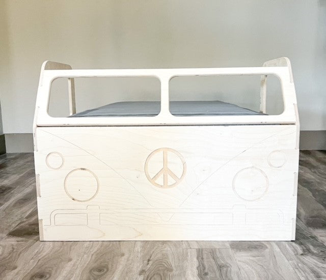 LENNY - Vintage Bus Bed - Montessori Floor Bed - Camper Bed for Kids - Kids Bedroom Furniture