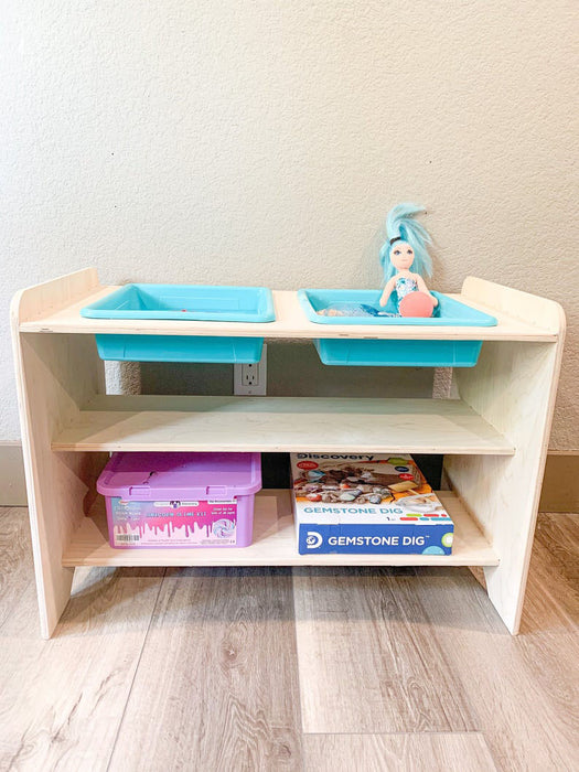 MADISON - Montessori Sensory Table - Sensory Table - Sensory Station - Sensory Bins - Montessori Wooden Furniture - Toddler Sensory Table with Blue Bins - USA Made!