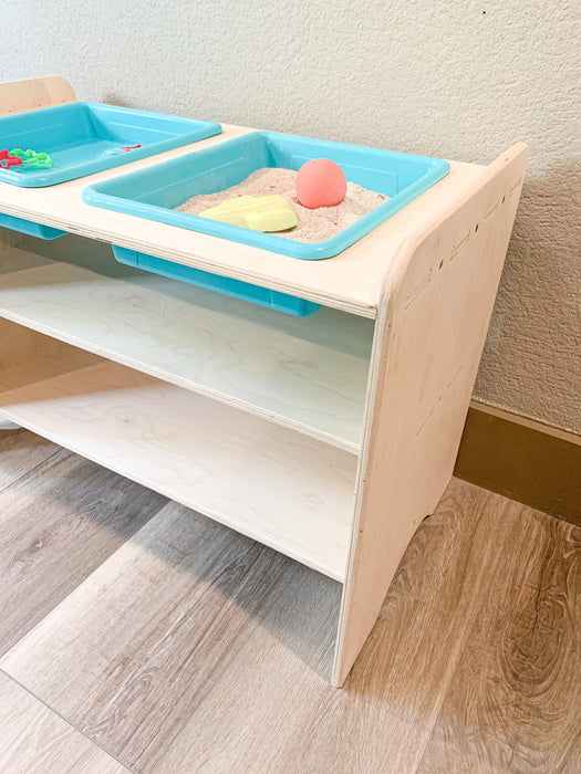 MADISON - Montessori Sensory Table - Sensory Table - Sensory Station - Sensory Bins - Montessori Wooden Furniture - Toddler Sensory Table with Blue Bins - USA Made!