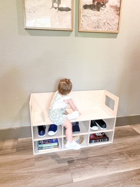 MONTY - 35" Toddler Bench - Montessori Wooden Furniture - Playroom Bench - Toddler Furniture - Kids Shoe Bench