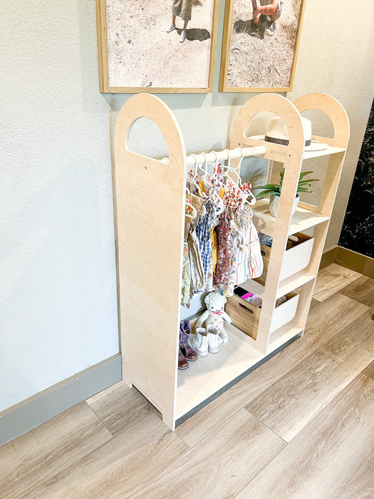 ROME - Handmade Wooden Clothing Rack for Kids - Montessori Wardrobe Closet - Toddler Dress Up Storage – Kids Gift