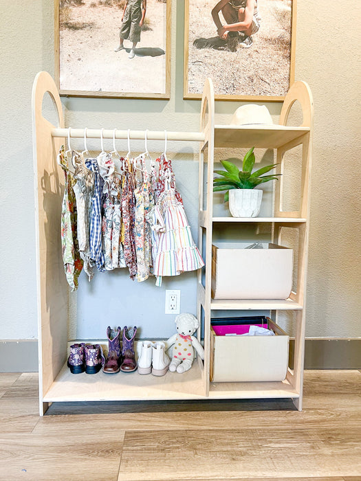 ROME - Handmade Wooden Clothing Rack for Kids - Montessori Wardrobe Closet - Toddler Dress Up Storage – Kids Gift