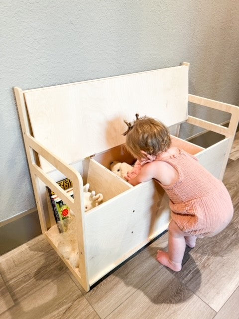 ROSS - 35" Toddler Bench - Montessori Wooden Furniture - Playroom Bench - Toddler Furniture - Kids Storage Bench