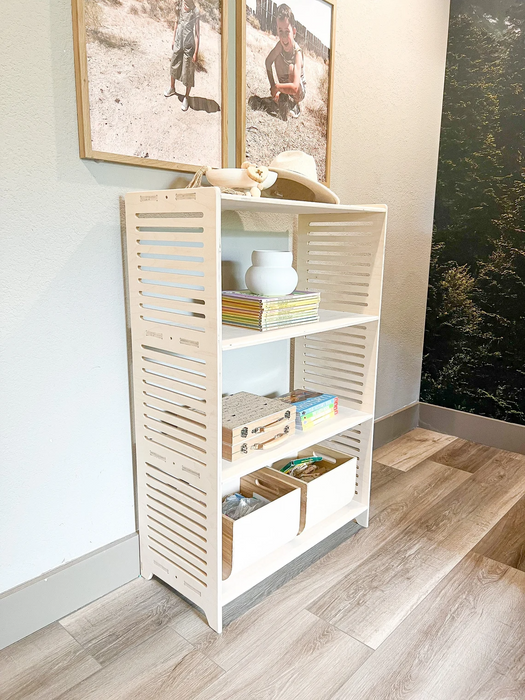 SPARROW LARGE (3 shelf single unit) - Montessori Furniture - Minimalist Furniture - Montessori Toy Shelf - Montessori Bookshelf