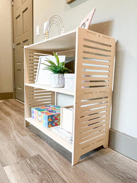 SPARROW MEDIUM (2 shelf single unit) - Minimalist Furniture - Montessori Toy Shelf - Montessori Bookshelf