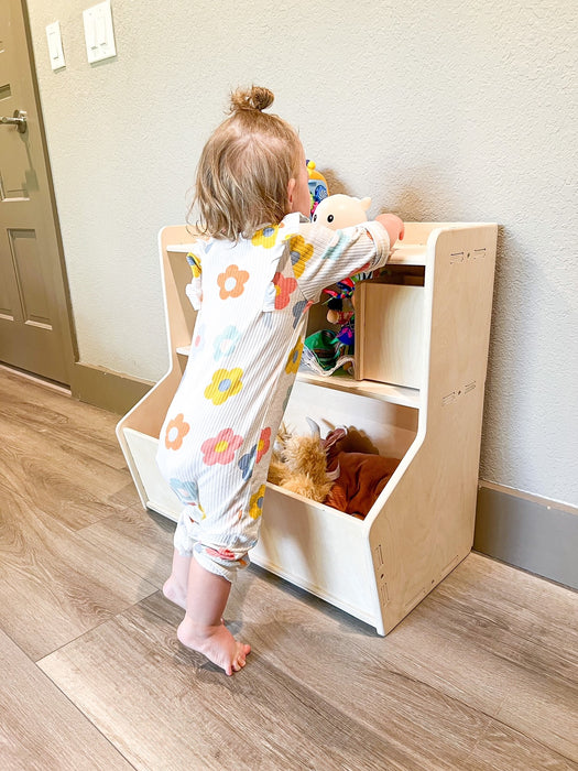 SHELBY - Montessori Toy Shelf with Storage Bin - Toddler Toy Organizer - Montessori Toyshelf