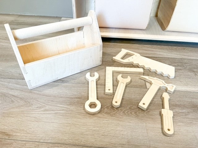THEO - Wooden Toddler Tool Box - Toddler Wooden Toys - Kids Tools Storage - Toddler First Tool Kit