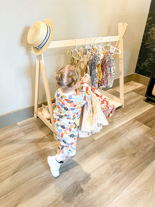 TILLY - Montessori Furniture - Handmade Wooden Clothing Rack for Kids