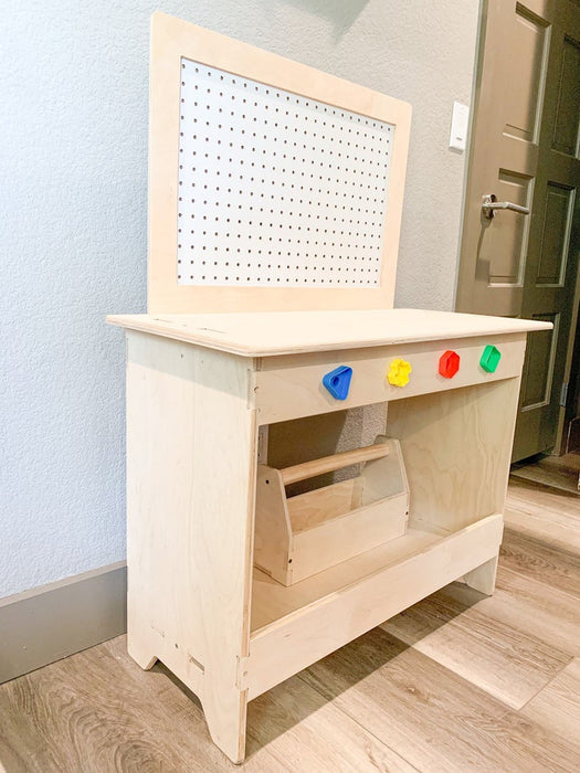SAWYER - Toddler Tool Bench - Montessori Tool Station - Kids Workbench - Montessori Wooden Furniture - Nursery Gift - Wooden Tool Box
