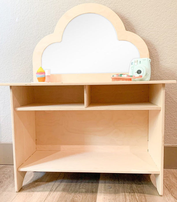 ROWAN - Vanity for Little Girls - Montessori Toddler Vanity - Kids Vanity - Montessori Wooden Furniture - Nursery Gift - Wooden Vanity with Stool for Kids