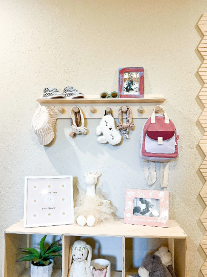PEGGY - Montessori Coat Rack with Shelves - Kids Coat Rack - Kids Self Care Station