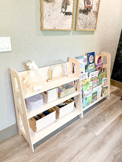 SIERRA + SIENNA bundle - Montessori Toy Shelf Bookshelf combo - Montessori Wooden Furniture