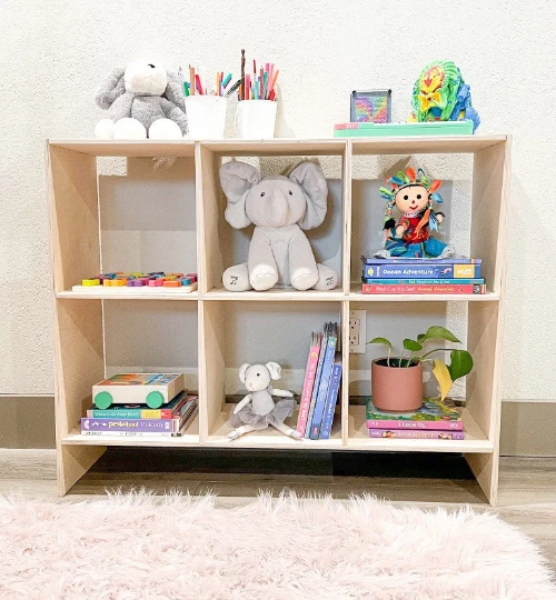 ETHAN - 36" Montessori Toy Storage Cube Shelf - Handmade Toy Storage - Montessori Wooden Furniture