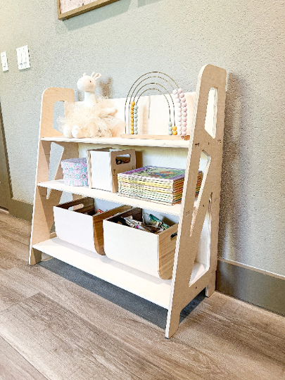SIERRA + SIENNA bundle - Montessori Toy Shelf Bookshelf combo - Montessori Wooden Furniture