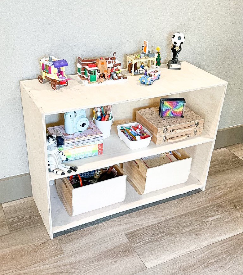 JAMES - 2 Shelf 36" wide Montessori Toy Shelf - Toddler Toy Shelf - Montessori Toys 2 Year Old - Wooden Toyshelf