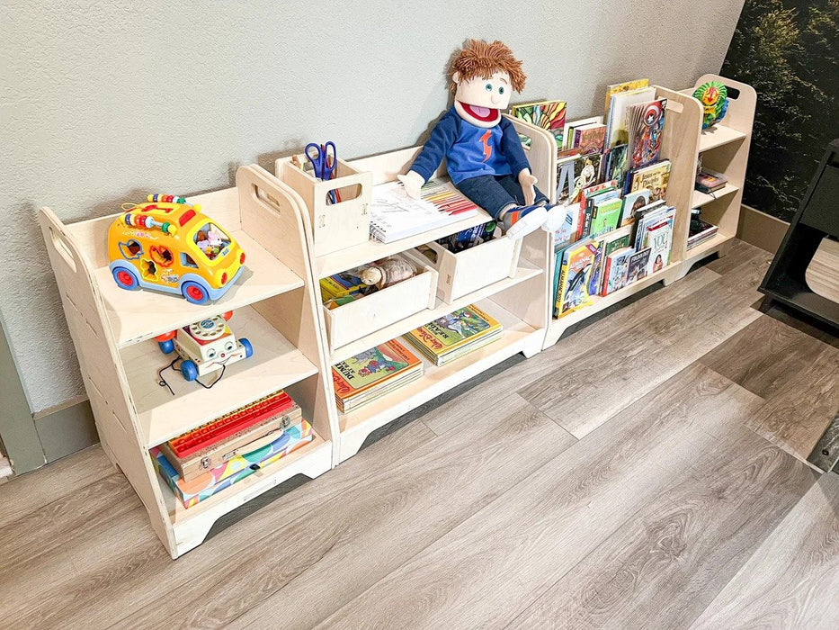 Custom Classroom bundle - (1) Large TOMI Bookshelf - (1) Large LUNA Toy Shelf, (1 set of 2) IVONNE shelves *As pictured*