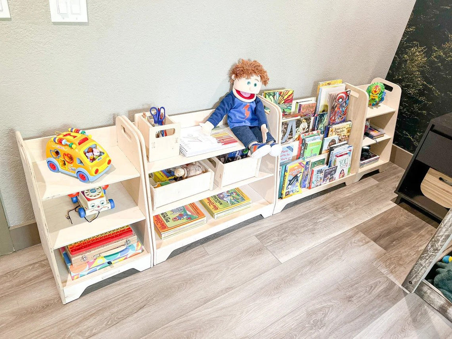 Custom Classroom bundle - (1) Large TOMI Bookshelf - (1) Large LUNA Toy Shelf, (1 set of 2) IVONNE shelves *As pictured*
