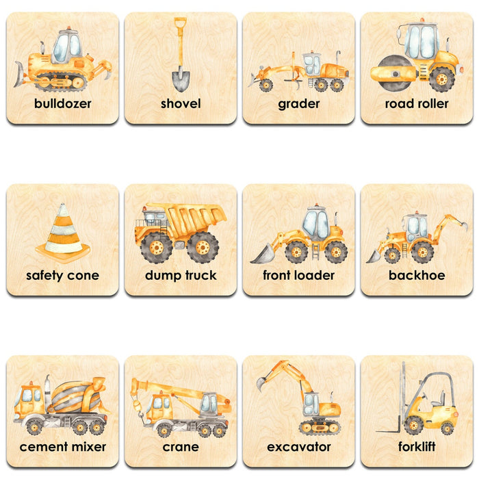 Montessori Wooden Construction Game - Heavy Equipment Cards