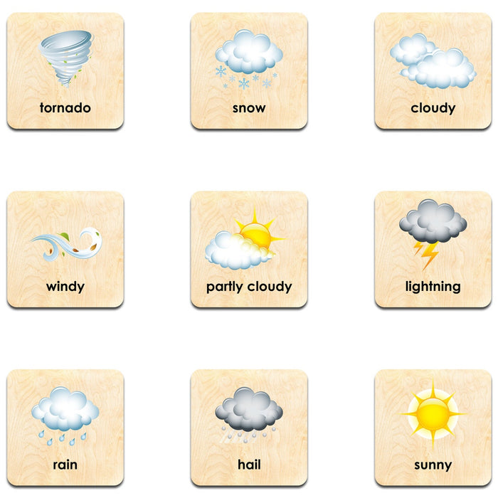 Montessori Wooden Weather Game - Memory Learning Cards