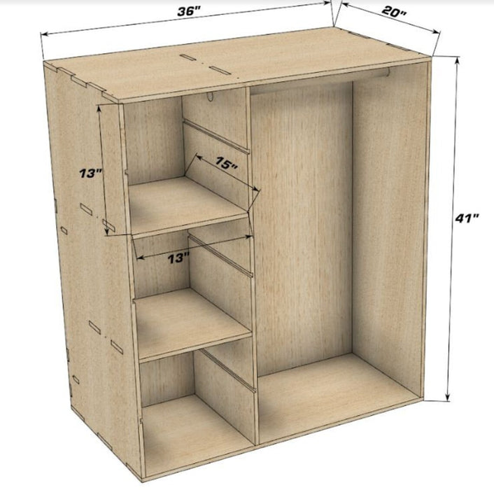 ROLAND - Minimalist Double-Sided Wardrobe w/Book Storage/Hidden Compartment - Perfect for Tight Space