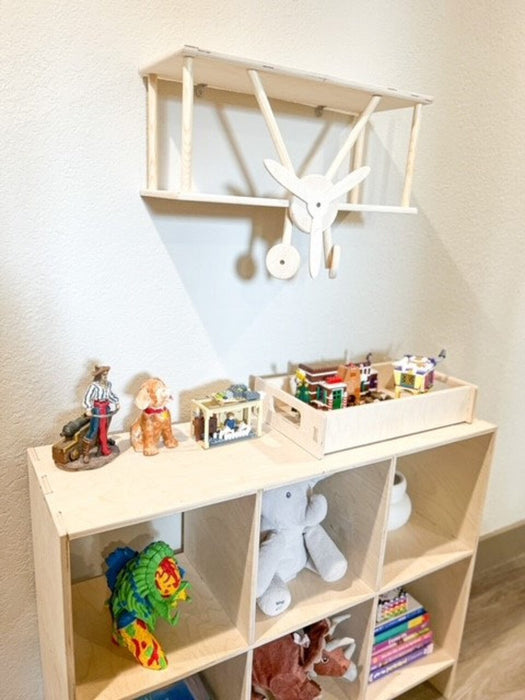 HUGHES - Airplane Wall Shelf - Montessori Shelf - Toddler Shelf - Wall Mounted Shelf - Kids Room Decor - Biplane Shelf