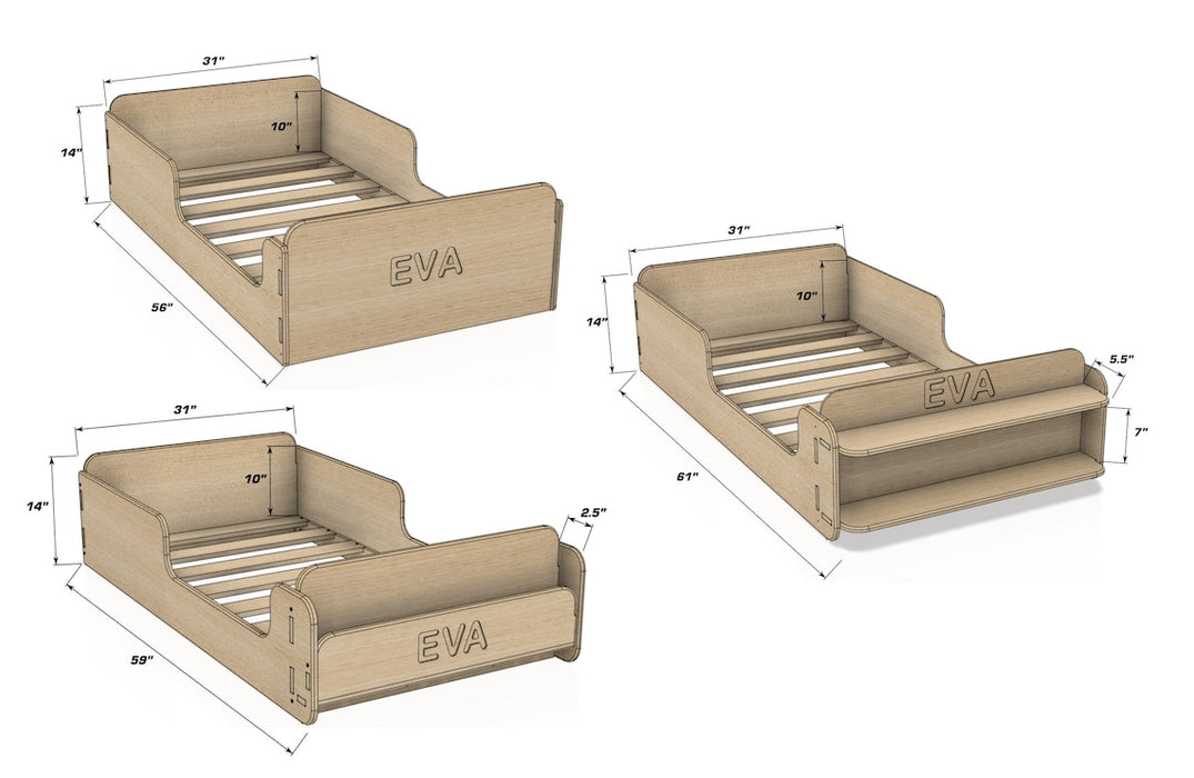 EVA - CRIB Size- Montessori Floor Bed for Toddlers - Children's Floor Bed